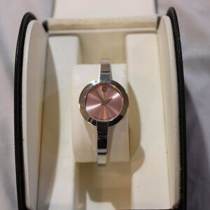 Movado BELA Women's Bangle Bracelet Watch Pink with COA NO BOX